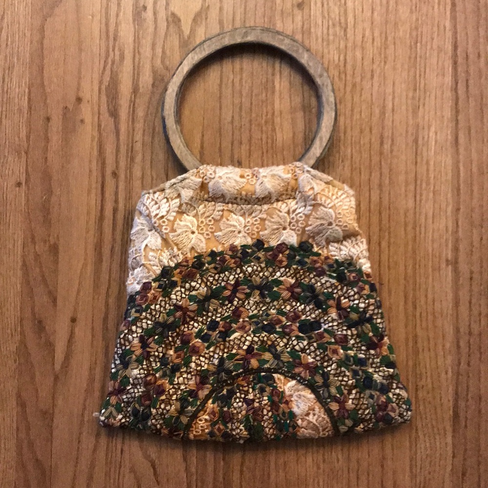 Vintage Hand Stitched Embroidered Handbag / Purse